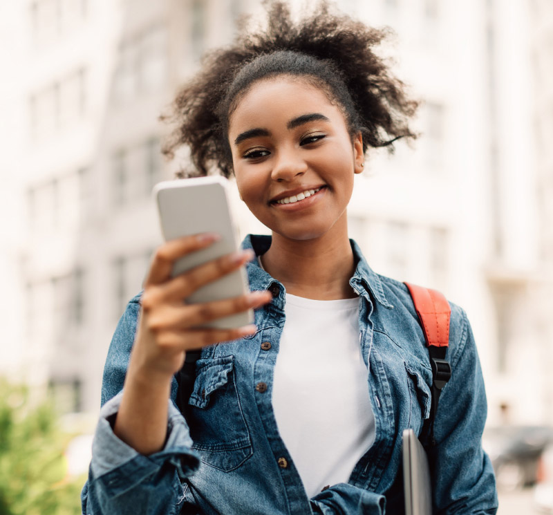 student using phone